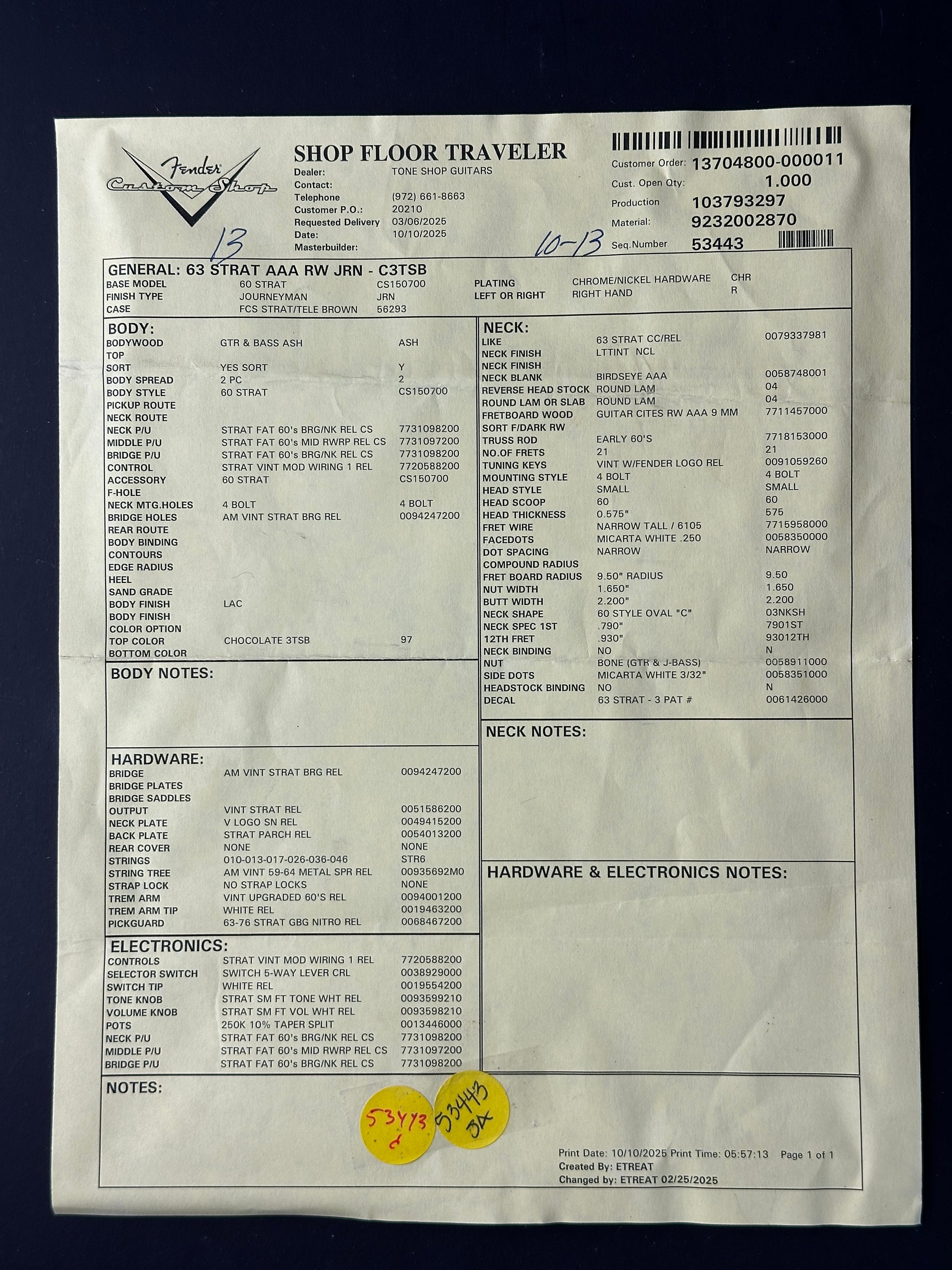 Document with text and a yellow label on a dark background