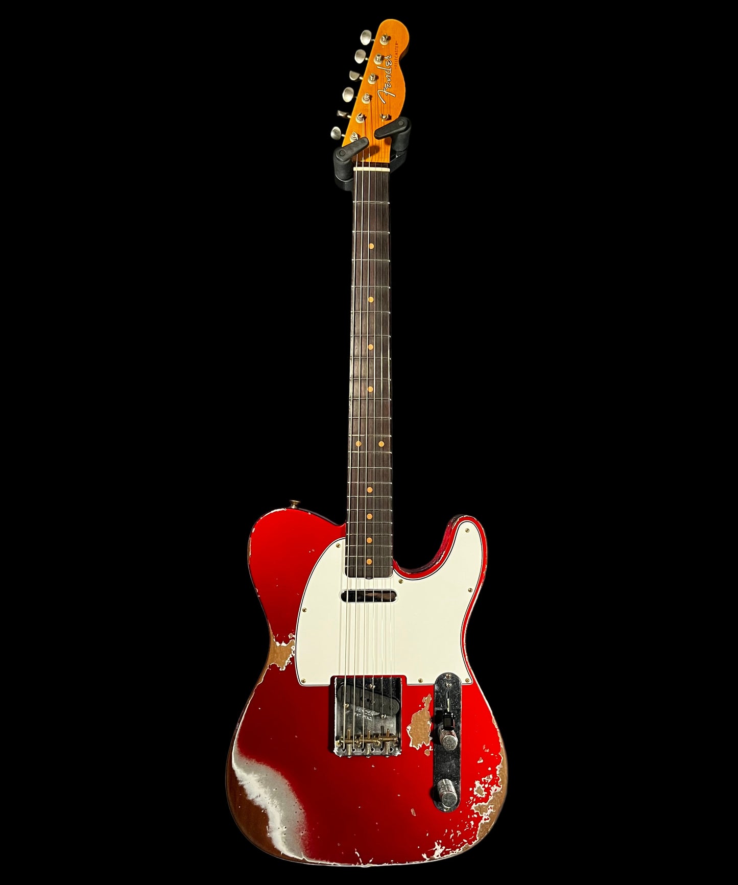 Full front of Used 2025 Fender Custom Shop 1961 Telecaster Heavy Relic Faded Aged Candy Apple Red w/Case TFW2544