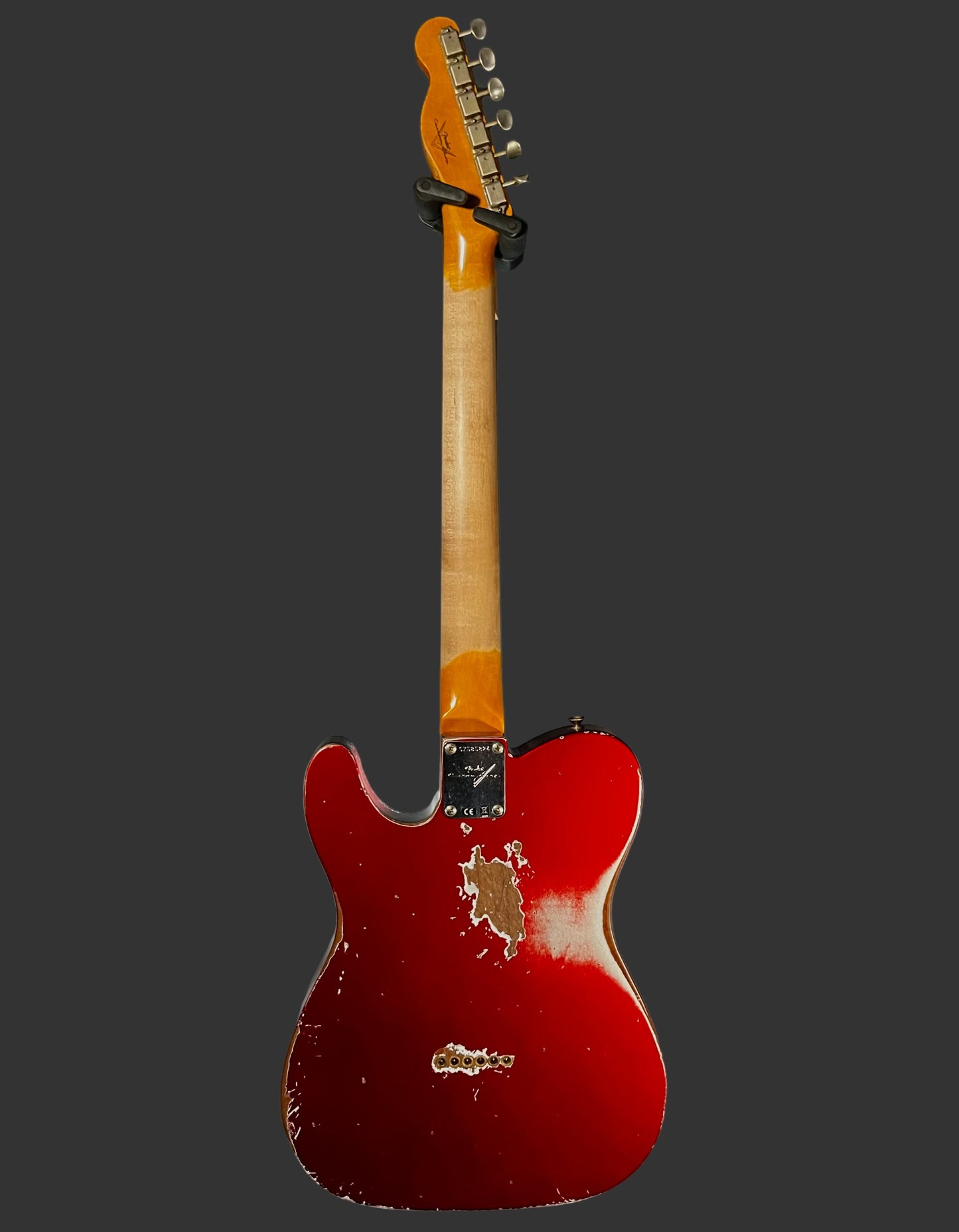 Full back of Used 2025 Fender Custom Shop 1961 Telecaster Heavy Relic Faded Aged Candy Apple Red w/Case TFW2544
