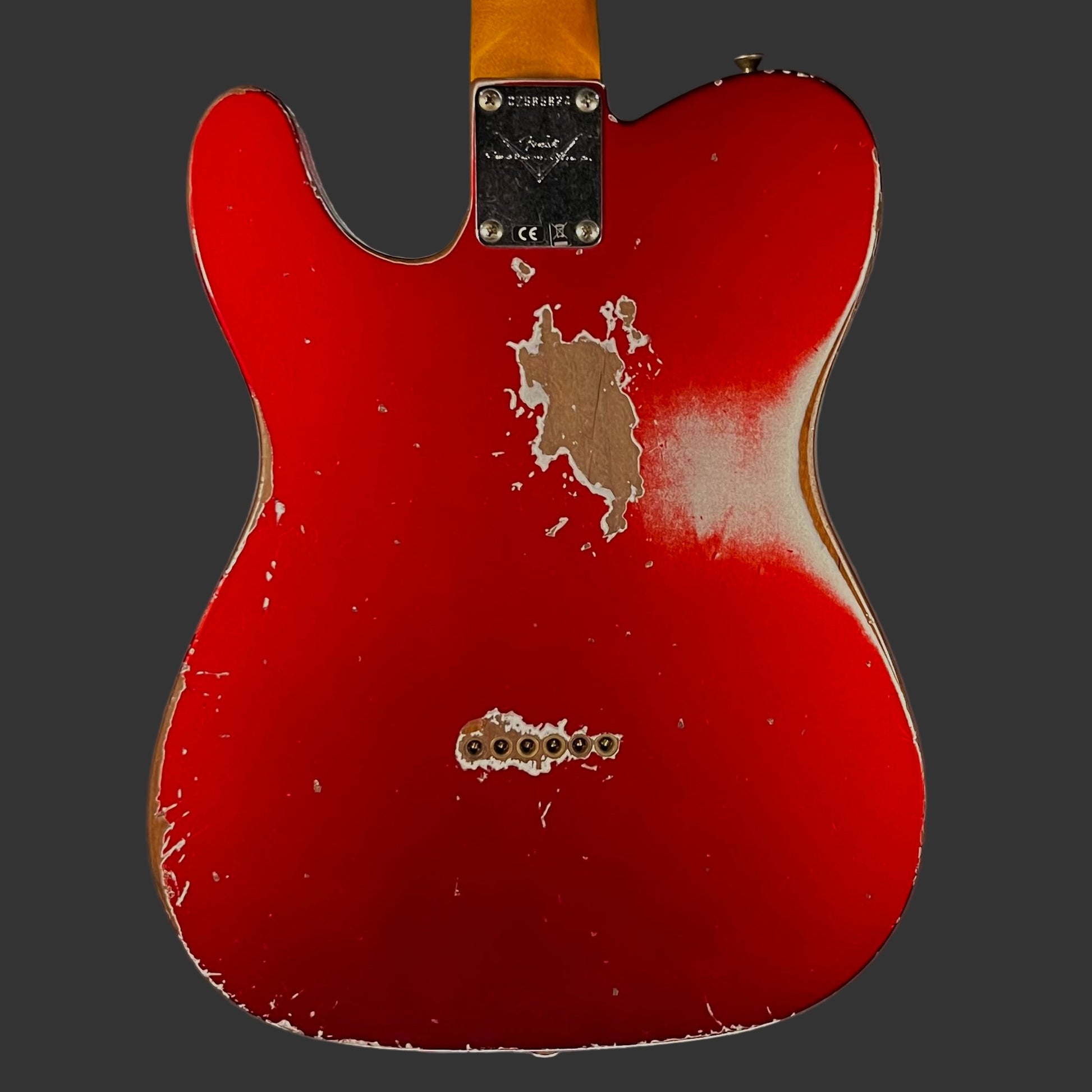 Back of Used 2025 Fender Custom Shop 1961 Telecaster Heavy Relic Faded Aged Candy Apple Red w/Case TFW2544