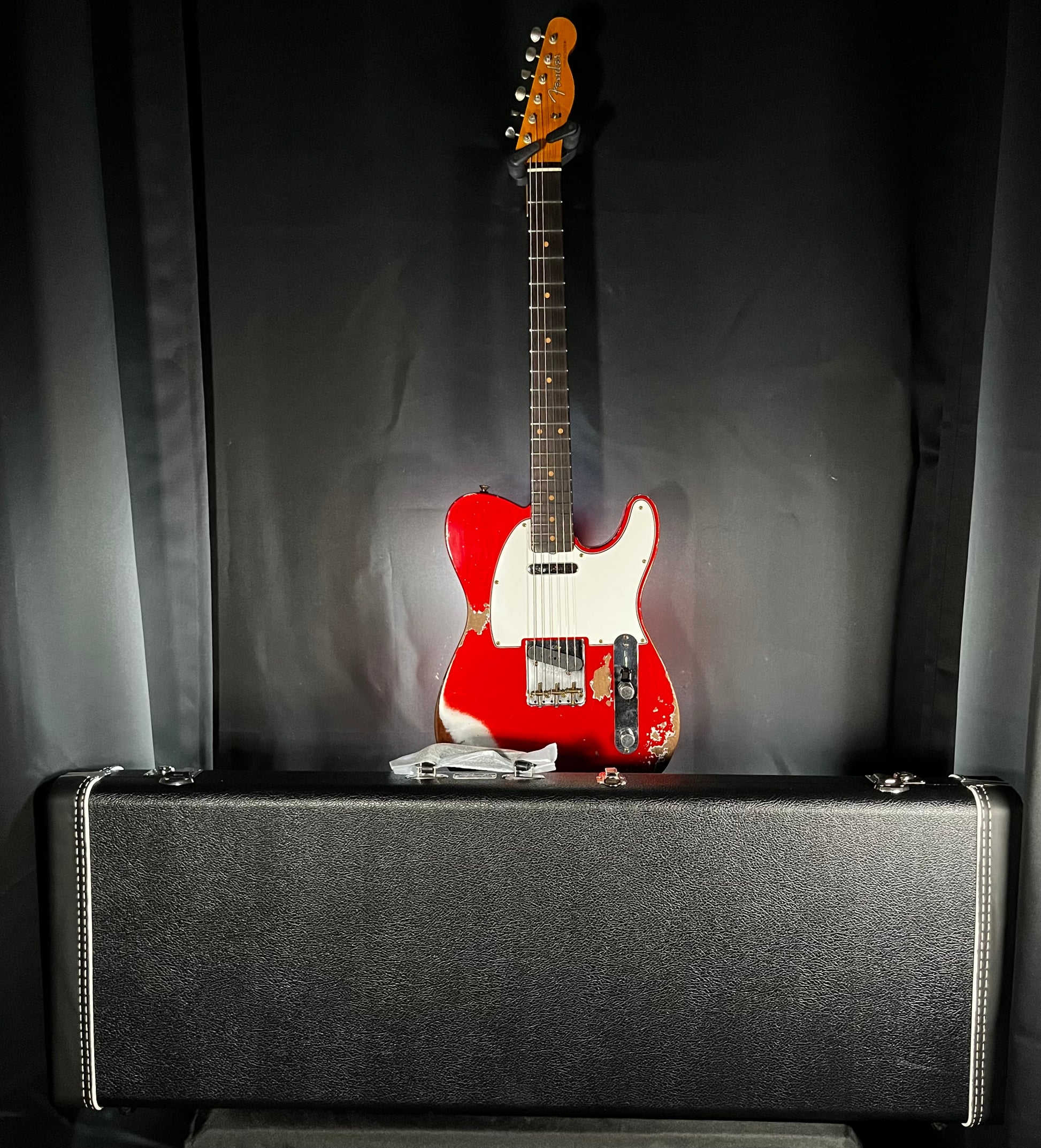 Front of Used 2025 Fender Custom Shop 1961 Telecaster Heavy Relic Faded Aged Candy Apple Red w/Case TFW2544