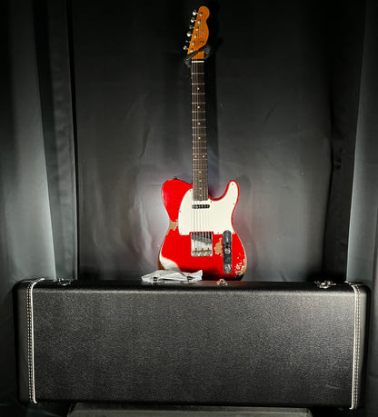 Front of Used 2025 Fender Custom Shop 1961 Telecaster Heavy Relic Faded Aged Candy Apple Red w/Case TFW2544