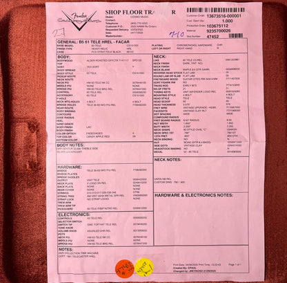 Traveler of Used 2025 Fender Custom Shop 1961 Telecaster Heavy Relic Faded Aged Candy Apple Red w/Case TFW2544