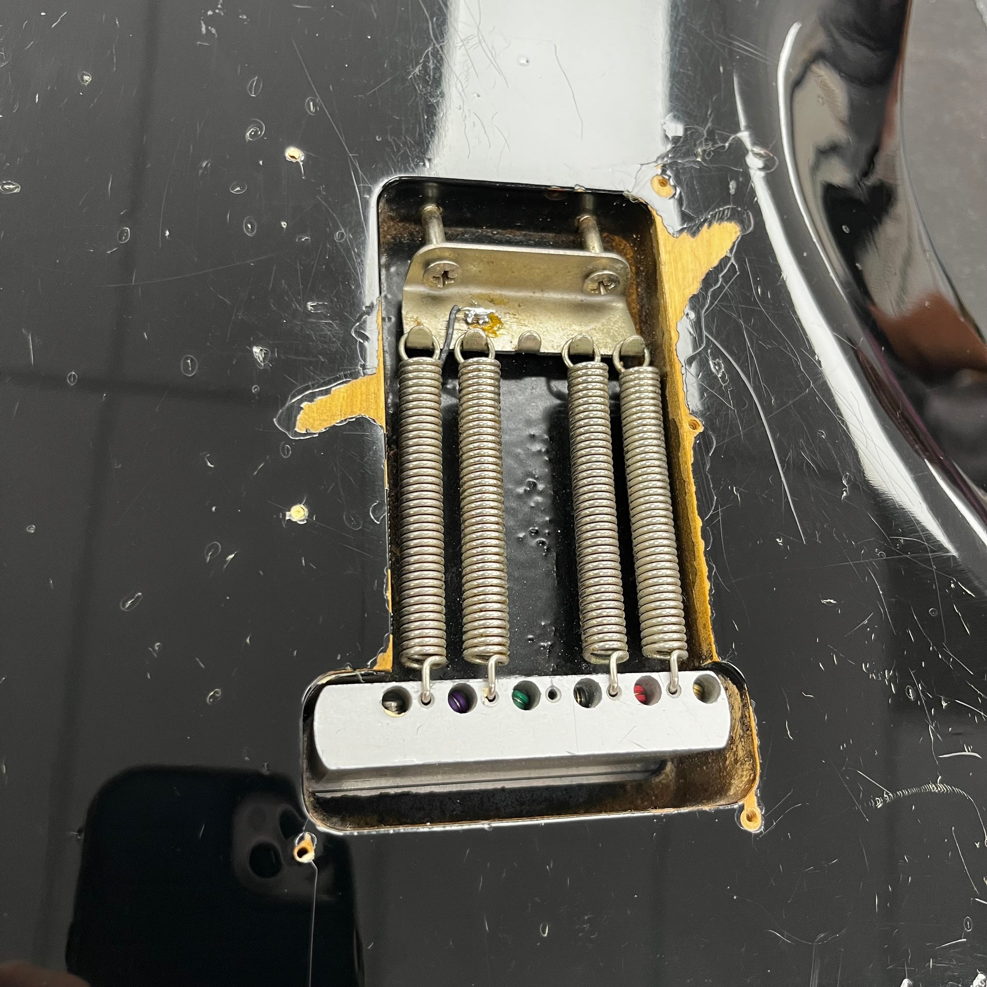 Wear on back of Used 1982 Fender ST62 Stratocaster MIJ Black w/case TFW2534