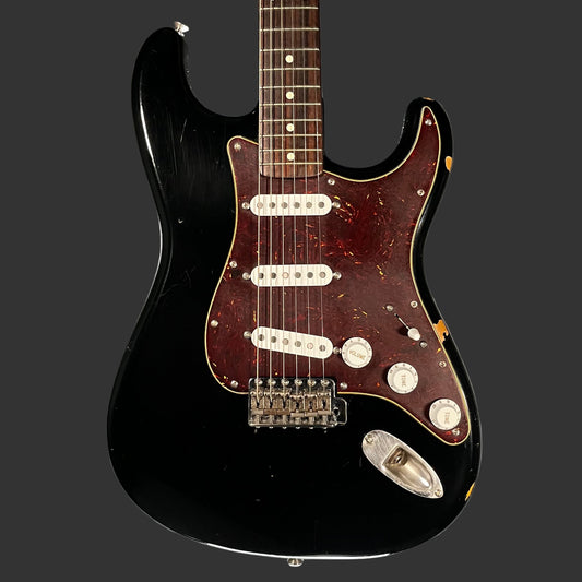 Front of Used 1982 Fender ST62 Stratocaster MIJ Black w/case TFW2534