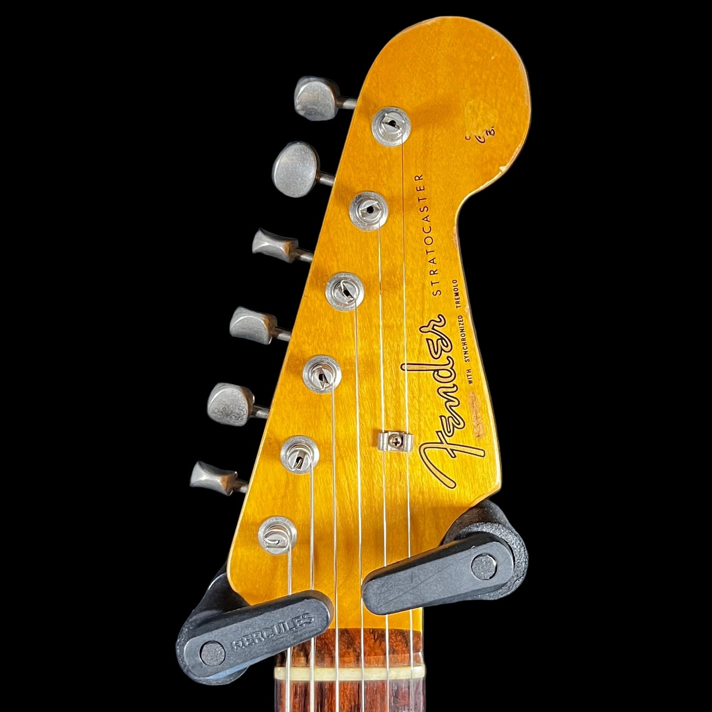 Headstock of Used 1982 Fender ST62 Stratocaster MIJ Black w/case TFW2534