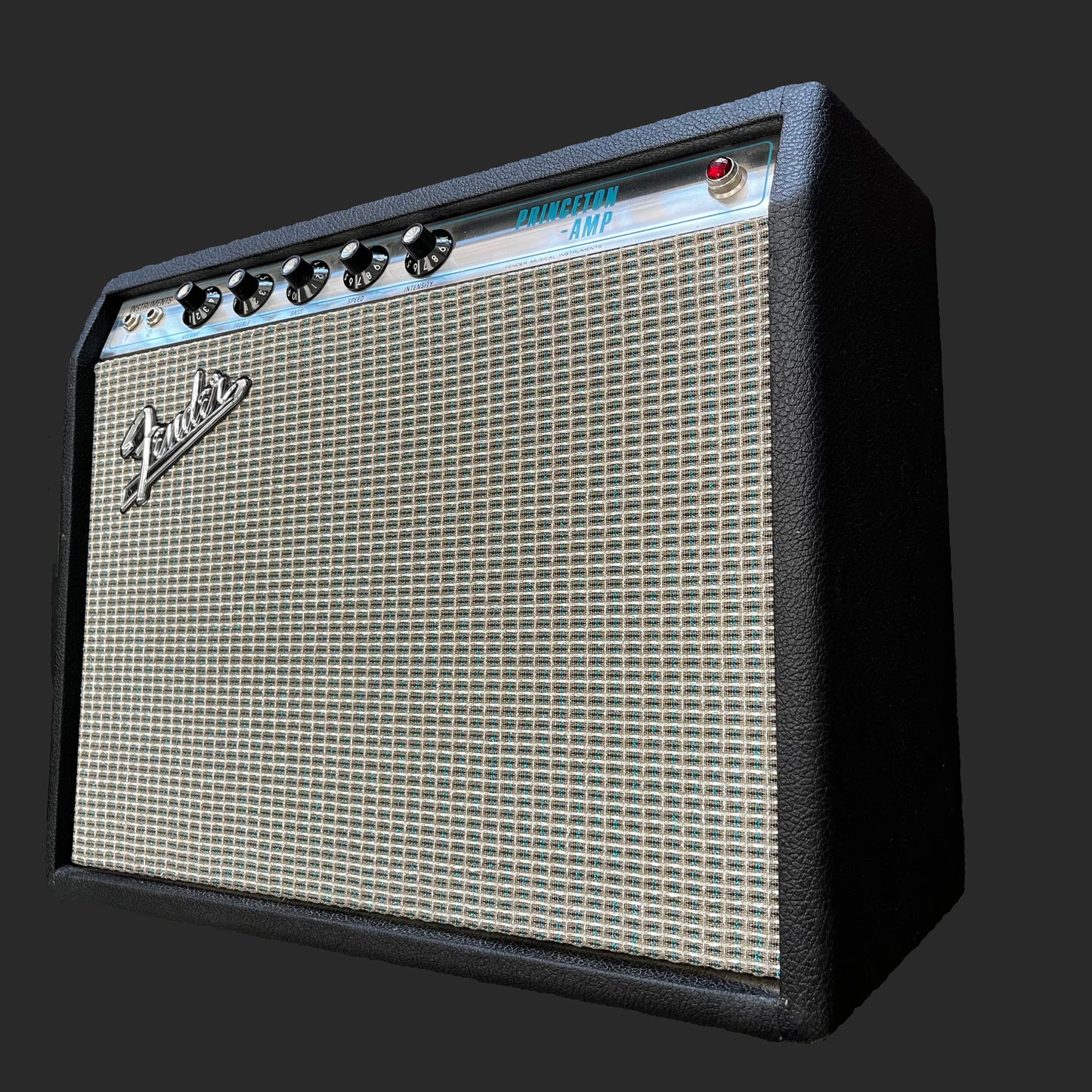 Side of Used 1969 Fender Princeton 1x10 w/cover TFW2533