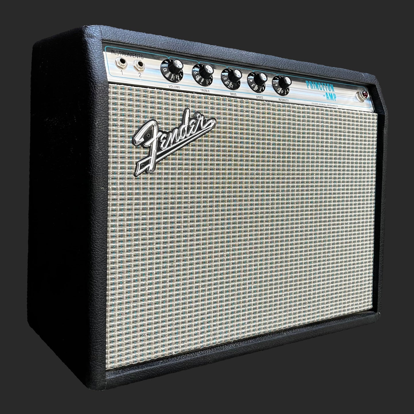 Side of Used 1969 Fender Princeton 1x10 w/cover TFW2533