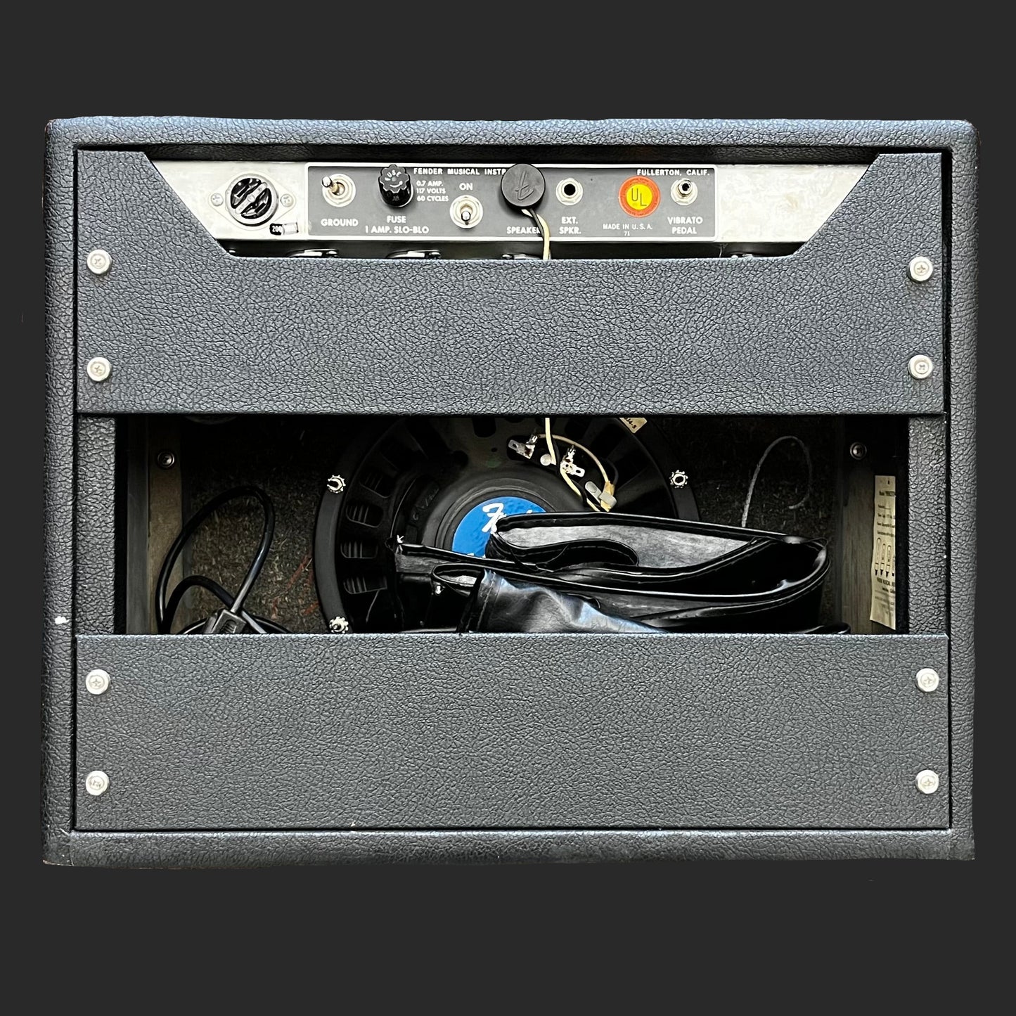 Back of Used 1969 Fender Princeton 1x10 w/cover TFW2533