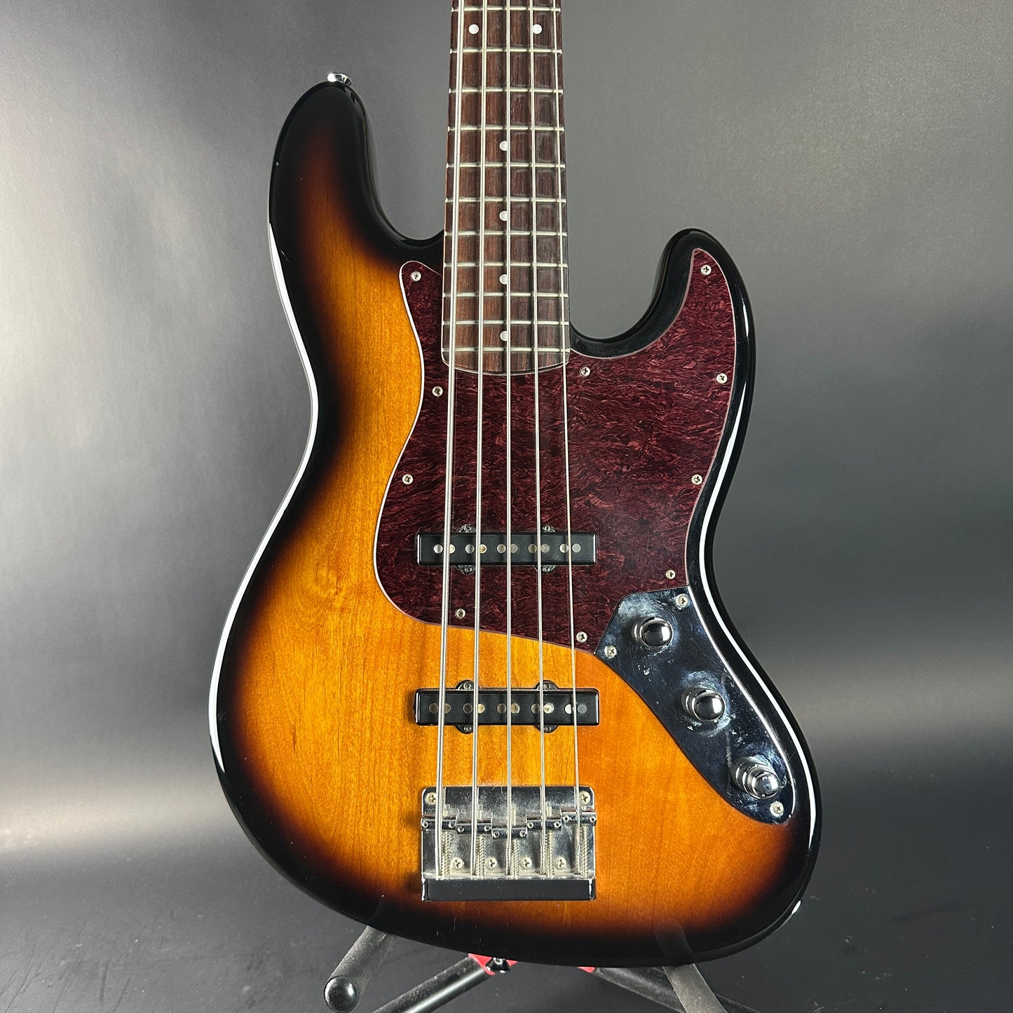 Front of Used Ken Smith Proto 5 String Sunburst.