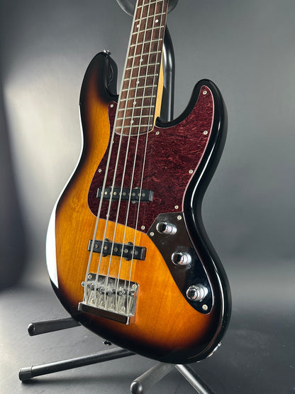 Front angle of Used Ken Smith Proto 5 String Sunburst.