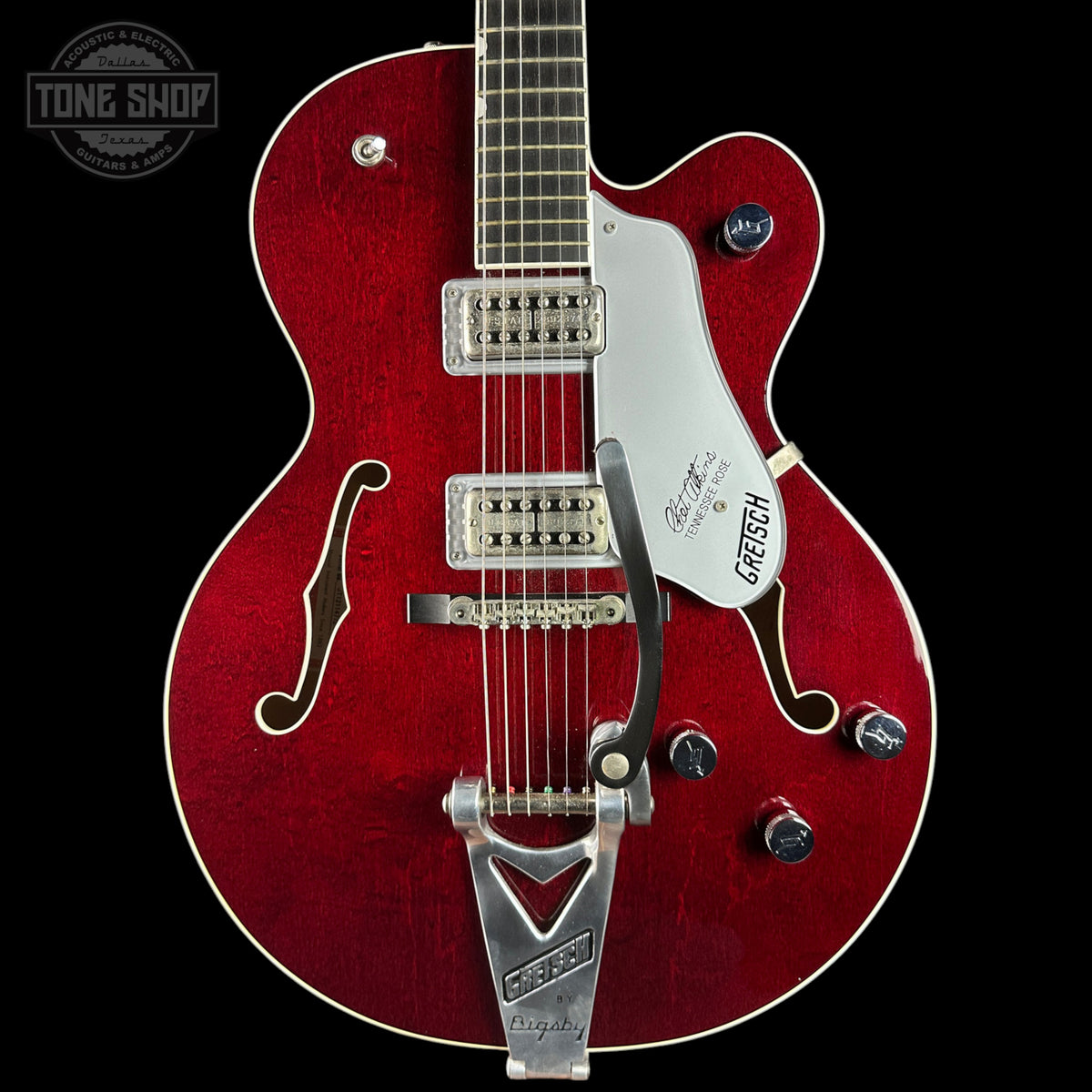 Front of Used 2012 Gretsch G6119 Chet Atkins Tennessee Rose.