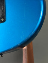 Close-up of a blue object with a blurred background