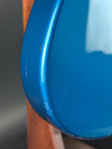 Close-up of a blue object with a reflective surface