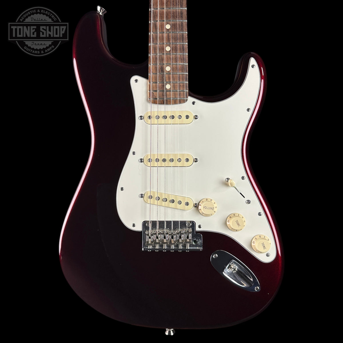 Front of Used 2015 Fender American Standard RW Mystic Red.
