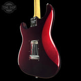Back angle of Used 2015 Fender American Standard RW Mystic Red.