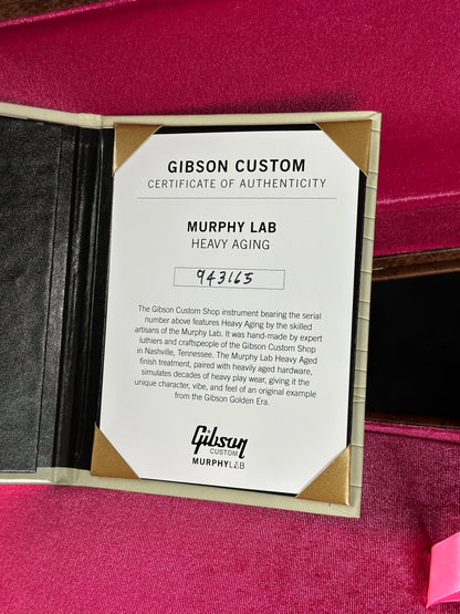 Gibson Custom Certificate of Authenticity on a pink background