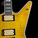 Front detail of Gibson Explorer Dealer Select AAA Explorer Custom Lemon Burst.