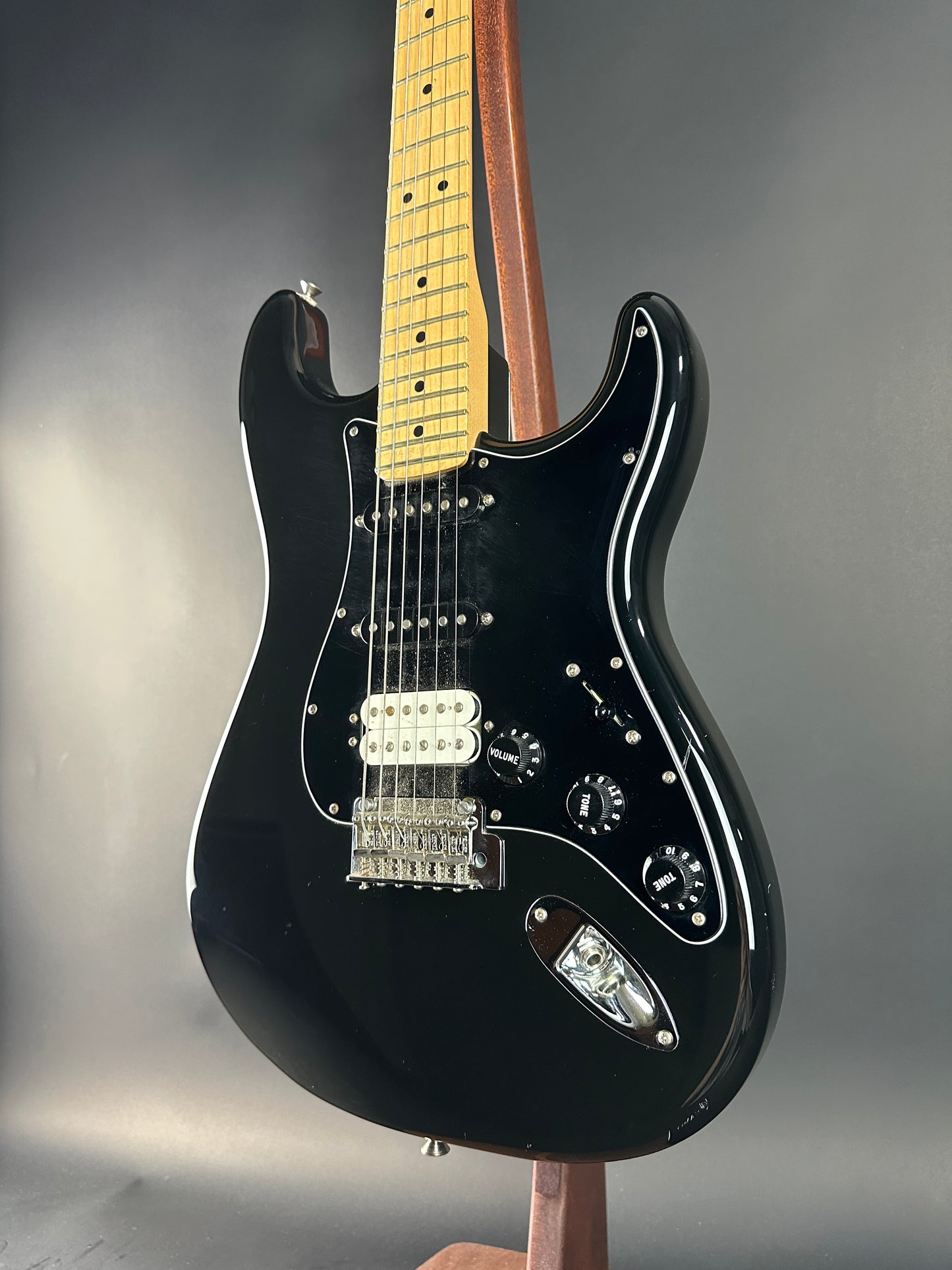 Front angle of Used Fender Player Strat HSS.