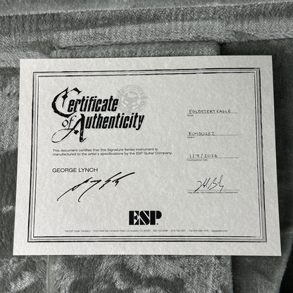 Certificate of Authenticity for ESP Original Series George Lynch Desert Eagle w/case E0450252