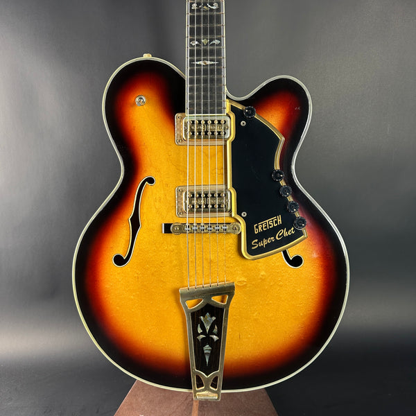 Front of Vintage 1972 Gretsch Super Chet Sunburst.