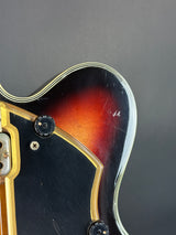 Wear on shoulder of Vintage 1972 Gretsch Super Chet Sunburst.