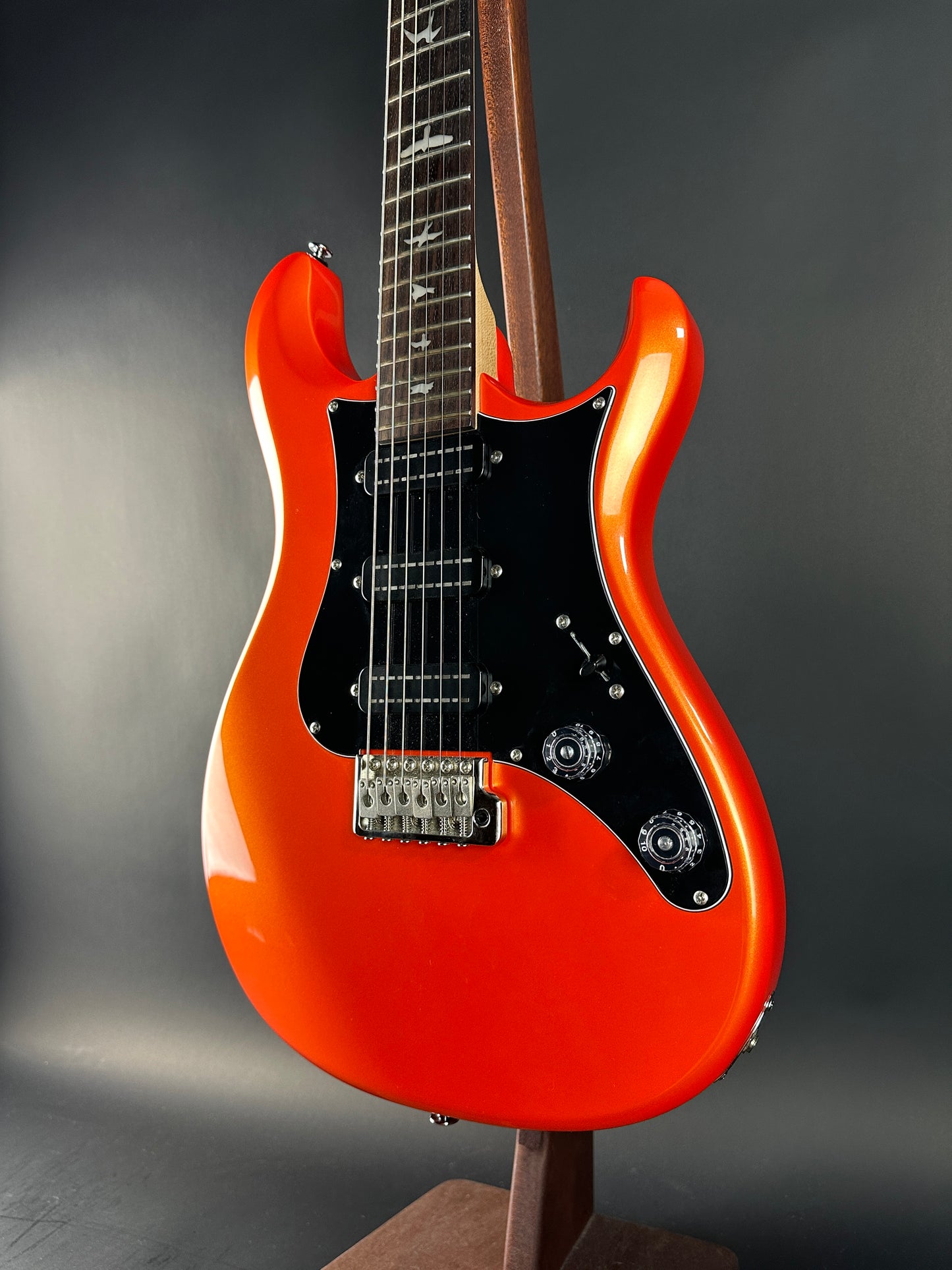 Front angle of Used PRS NF3 Metallic Orange.
