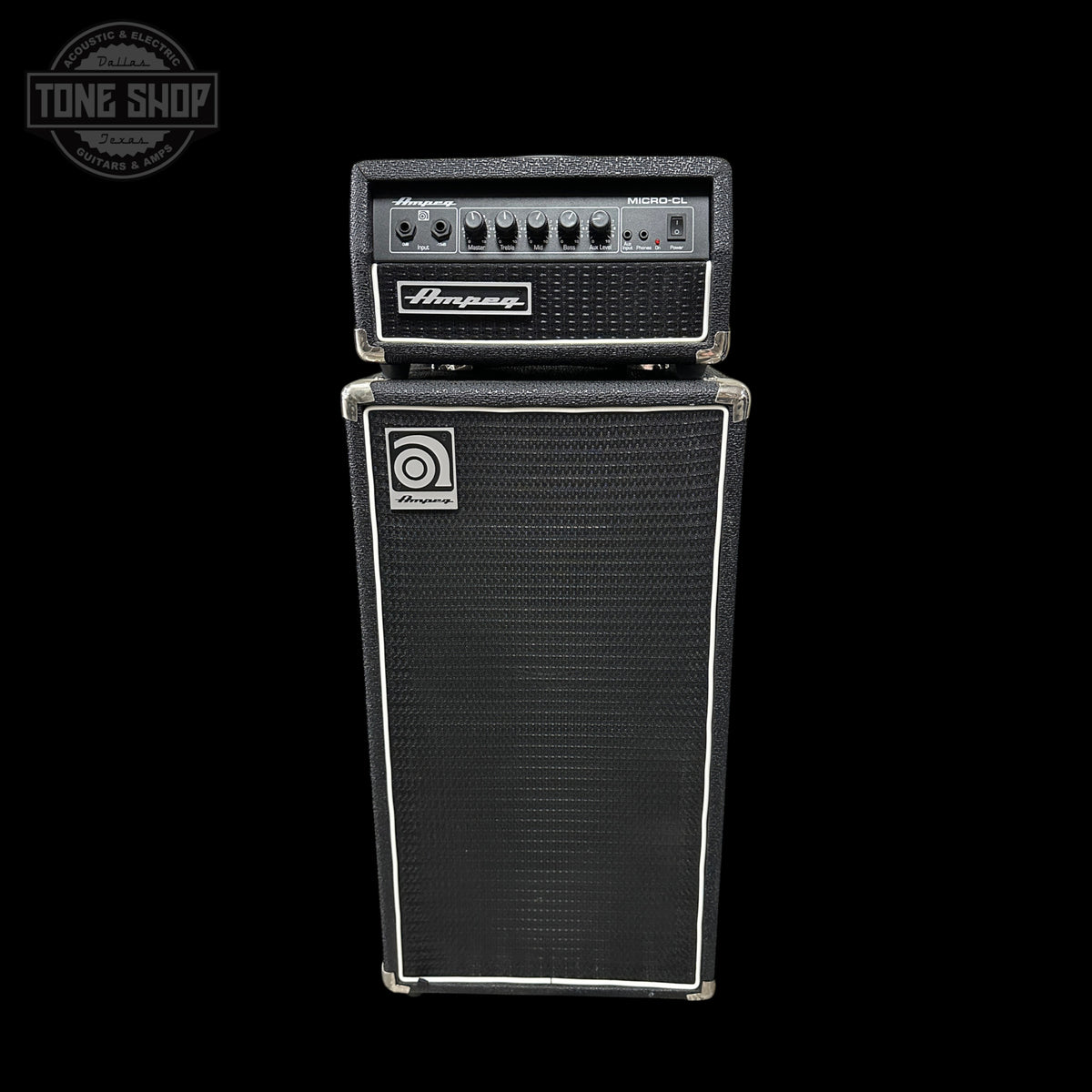Front of Used Ampeg Micro CL 100w Head w/ 2x10 Cab.
