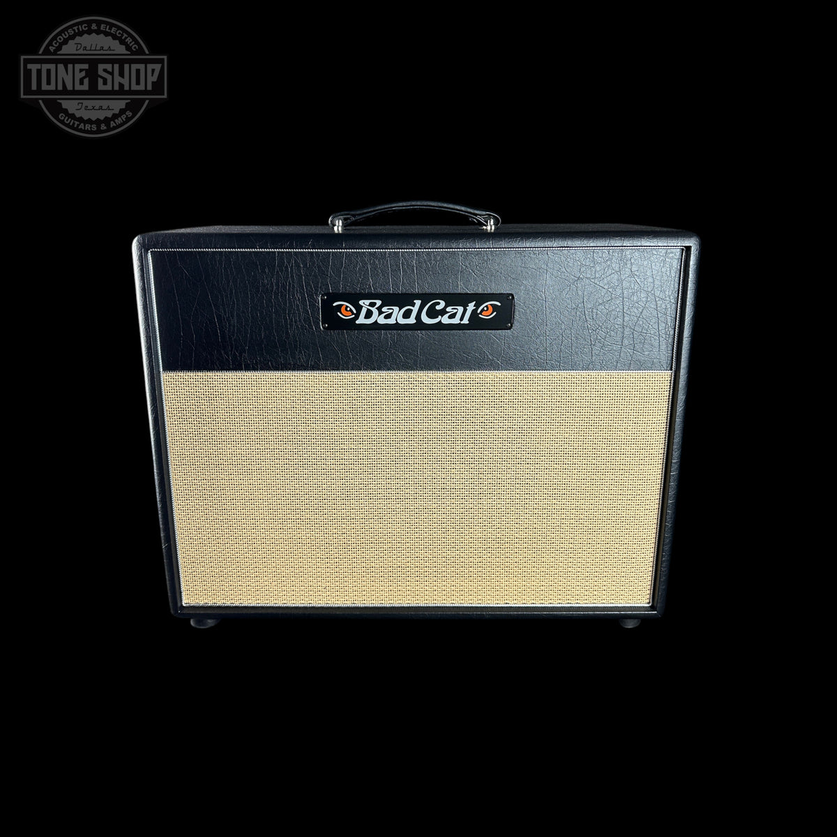 Guitar amplifier with 'Bad Cat' branding on a black background
