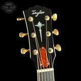 Taylor guitar headstock with brand logo on a black background