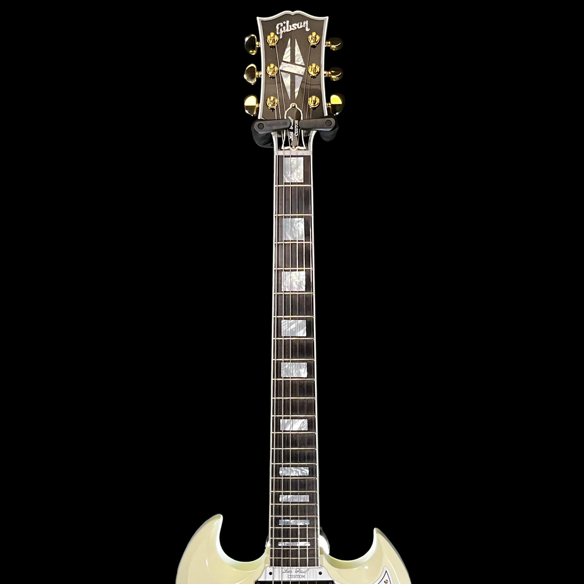 Neck of Used 2024 Gibson 63 SG Custom Reissue w/Maestro Vibrola Classic White w/Case TFW2604