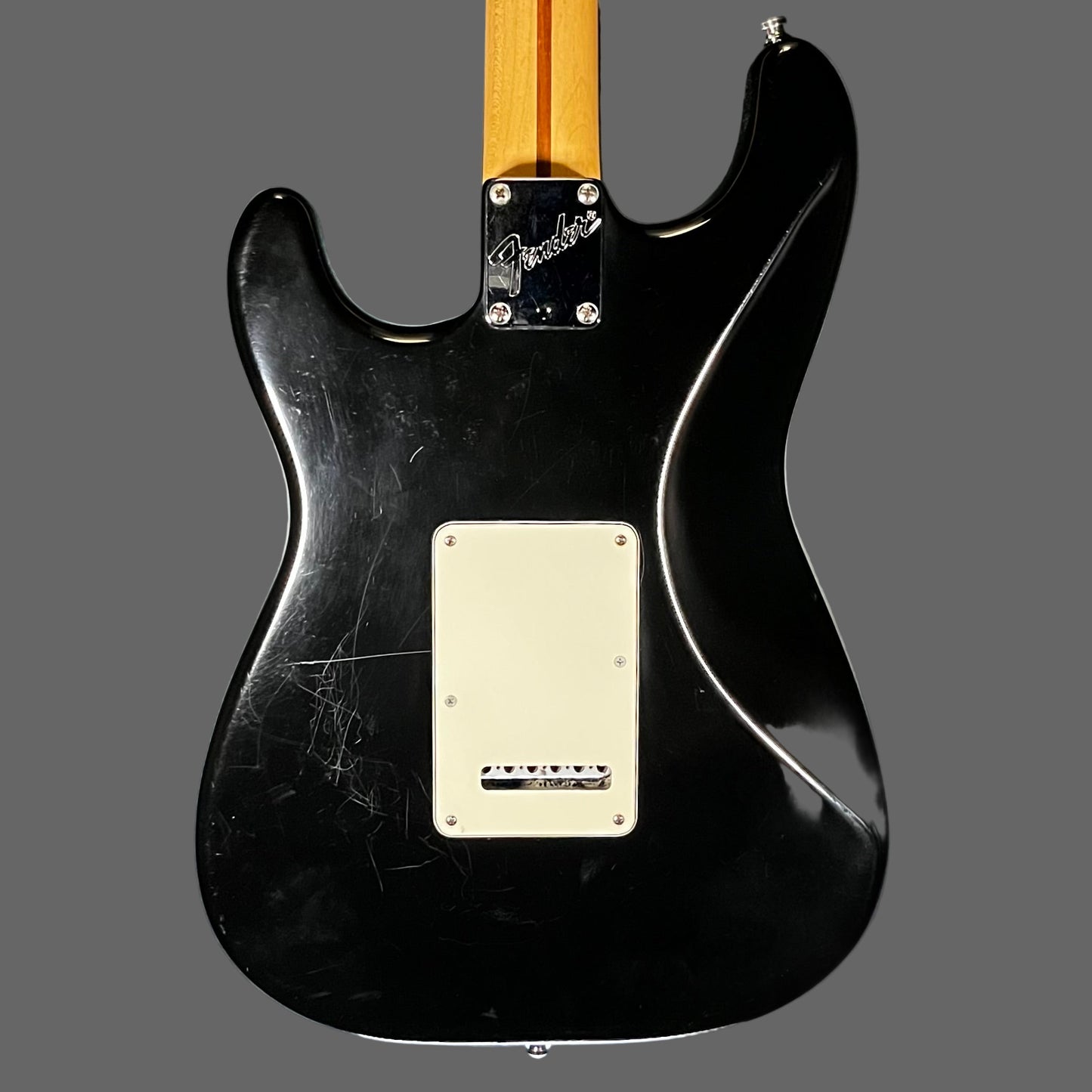 Back of Used 1993 Fender Stratocaster Plus Black w/Refret & Plek w/Case TFW2585