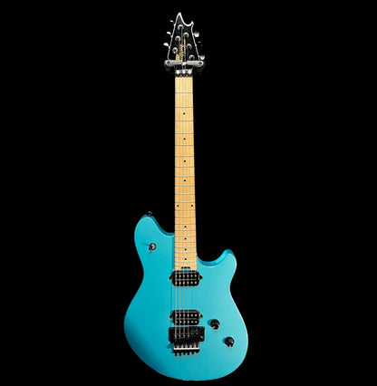 Full front of Used 2018 EVH Wolfgang Standard MP Matte Blue Frost w/Case TFW2615