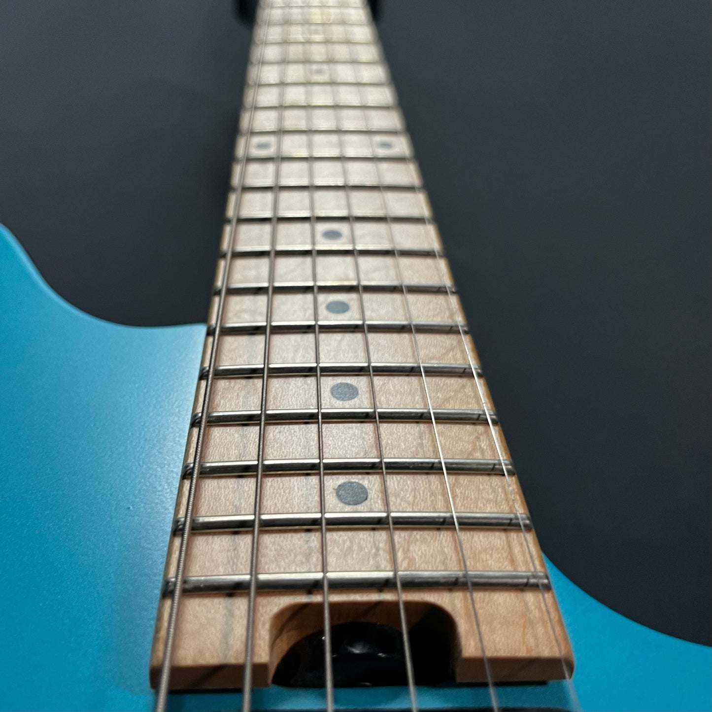 Fret board of Used 2018 EVH Wolfgang Standard MP Matte Blue Frost w/Case TFW2615