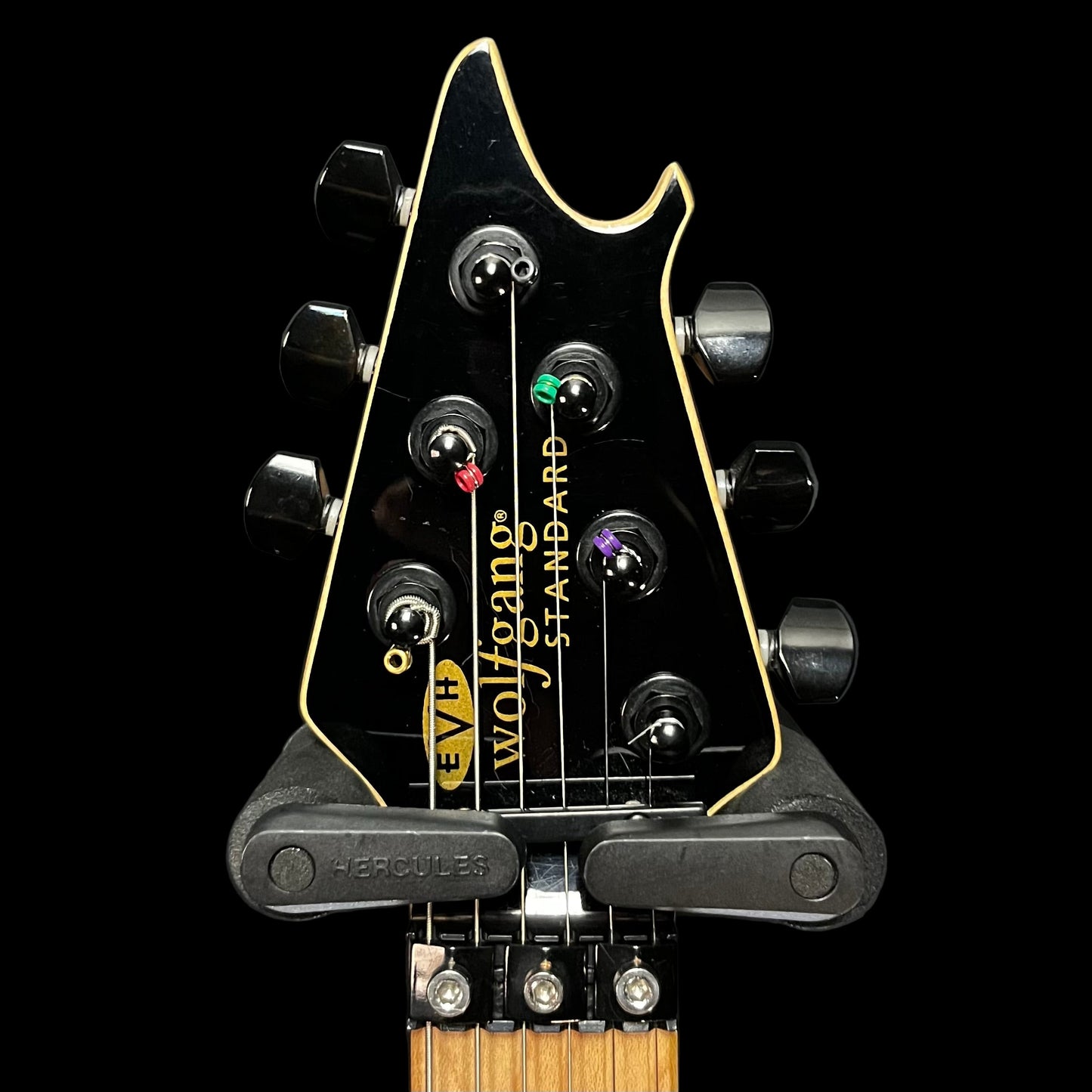 Headstock of Used 2018 EVH Wolfgang Standard MP Matte Blue Frost w/Case TFW2615