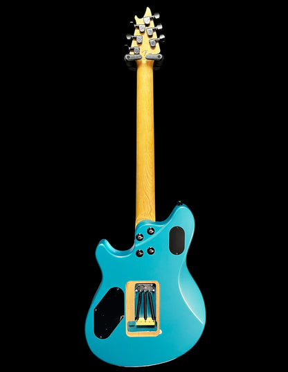 Full back of Used 2018 EVH Wolfgang Standard MP Matte Blue Frost w/Case TFW2615