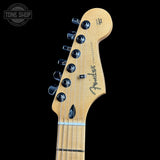 Fender Stratocaster headstock on a black background with 'Tone Shop' logo.
