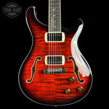 Front of Used PRS SE Hollowbody II Piezo Orange Tiger.