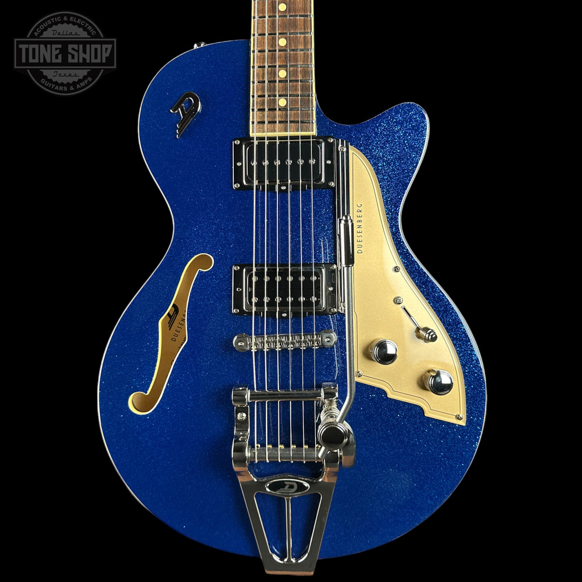 Front of Used Duesenberg Starplayer Blue Sparkle.