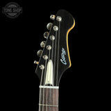 Headstock of Used 2025 Collings 71M Fiesta Red.