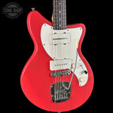 Front angle of Used 2025 Collings 71M Fiesta Red.