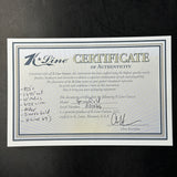 K-Line Certificate of Authenticity for a guitar on a black background