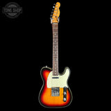 A classic Fender Telecaster electric guitar with a sunburst finish, cream pickguard, and maple neck, shown against a solid black background with a Tone Shop watermark in the top left corner.