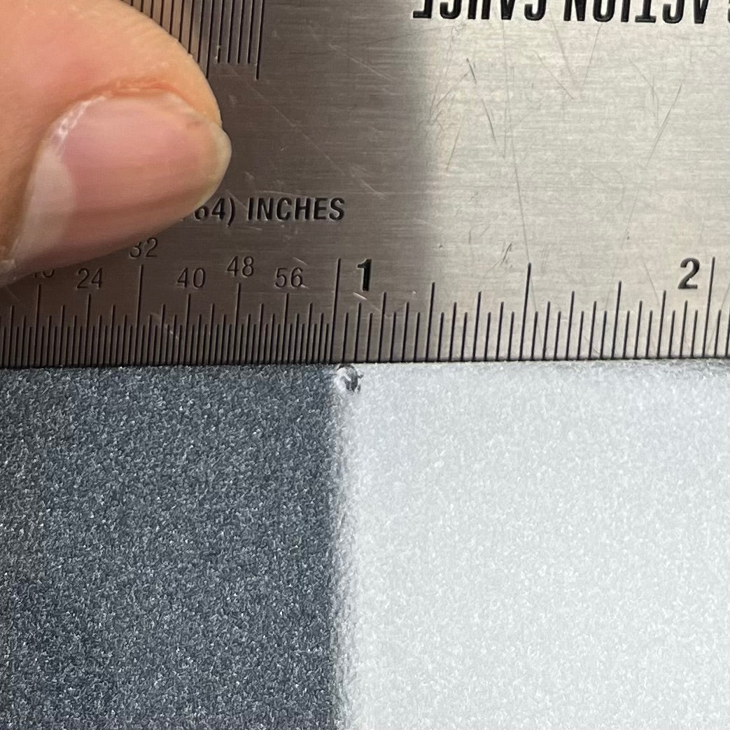 Ding on front of Used 2018 Music Man Stringray RS Charcoal Frost Roasted Neck RW Guitar w/Case TFW2641