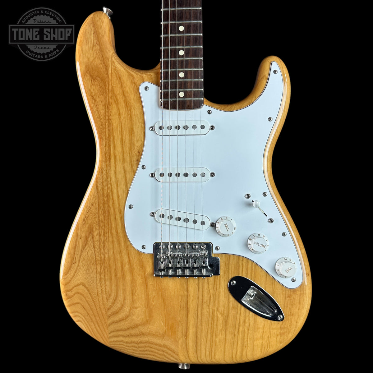 Front of Used 2007 Fender Standard Stratocaster Natural Ash.