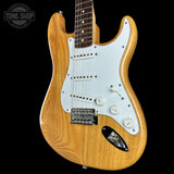 Front angle of Used 2007 Fender Standard Stratocaster Natural Ash.