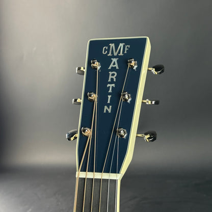 Headstock of Used Martin Custom Shop Dread Red/White/Blue Sitka/EIR.