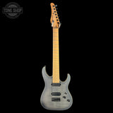Full front of Used Schecter Sunset 24-7 USA Custom Shop Trans Black Pearl.
