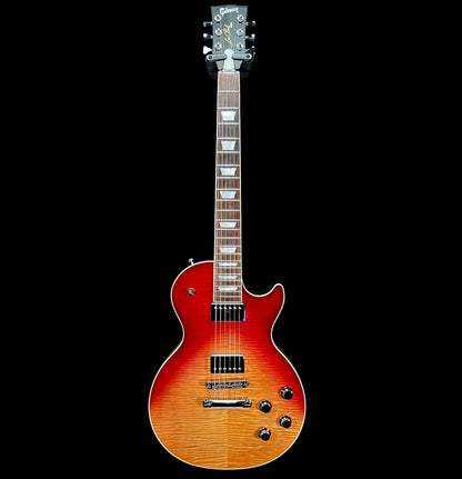 Full front of Used 2018 Gibson HP High Performance Les Paul Hot Pink Fade w/Aluminum Flight Case TFW2642