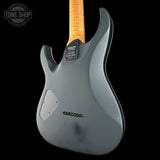 Back angle of Used Schecter Sunset 24-7 USA Custom Shop Trans Black Pearl.